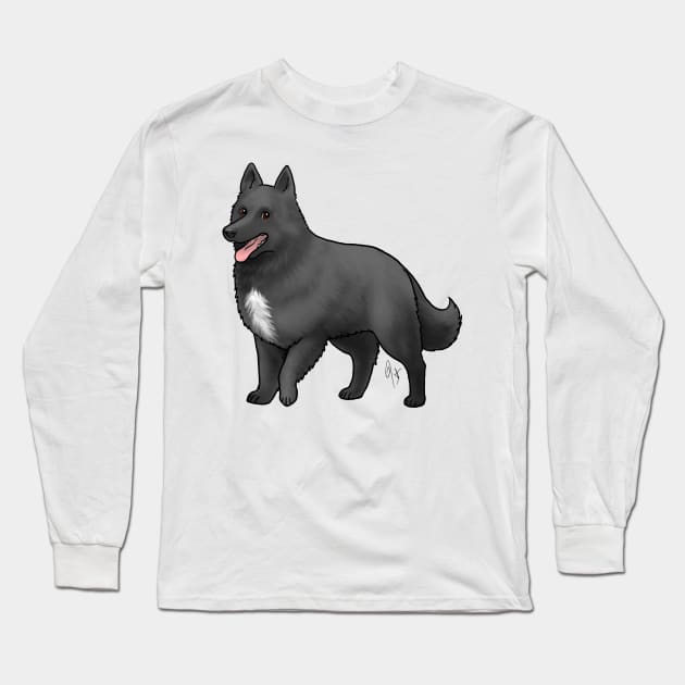 Dog - Belgian Sheepdog - Black and White Long Sleeve T-Shirt by Jen's Dogs Custom Gifts and Designs